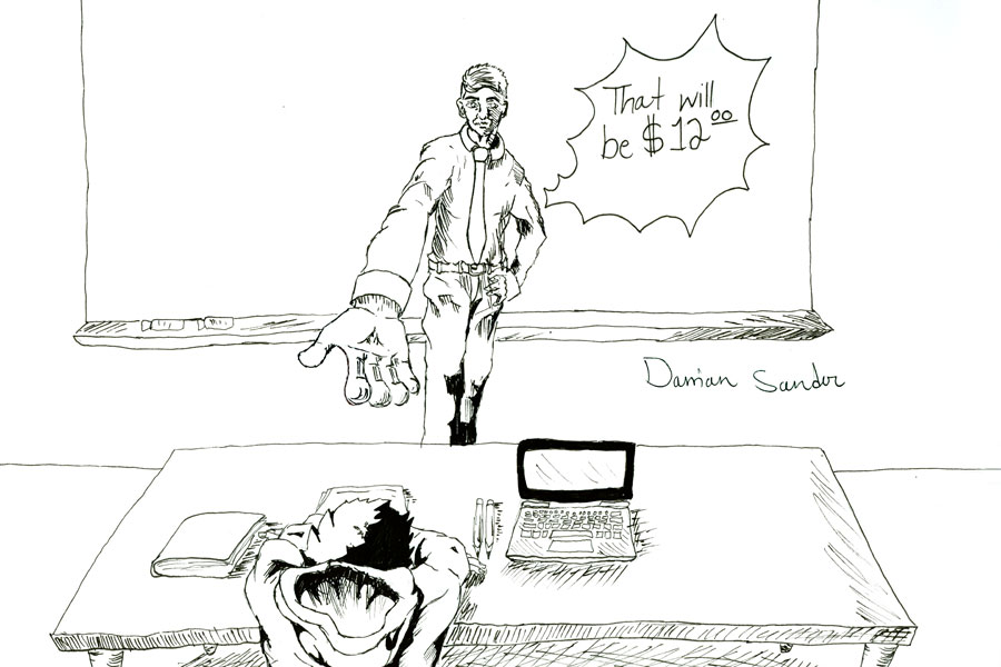This artistic drawing shows that students should value their classes because they paid for the books in it