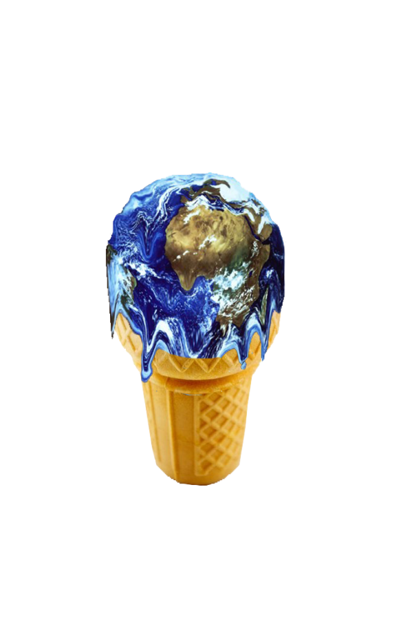 Depiction of the Earth as ice cream because of global warming and our Earth is getting warmer every year.