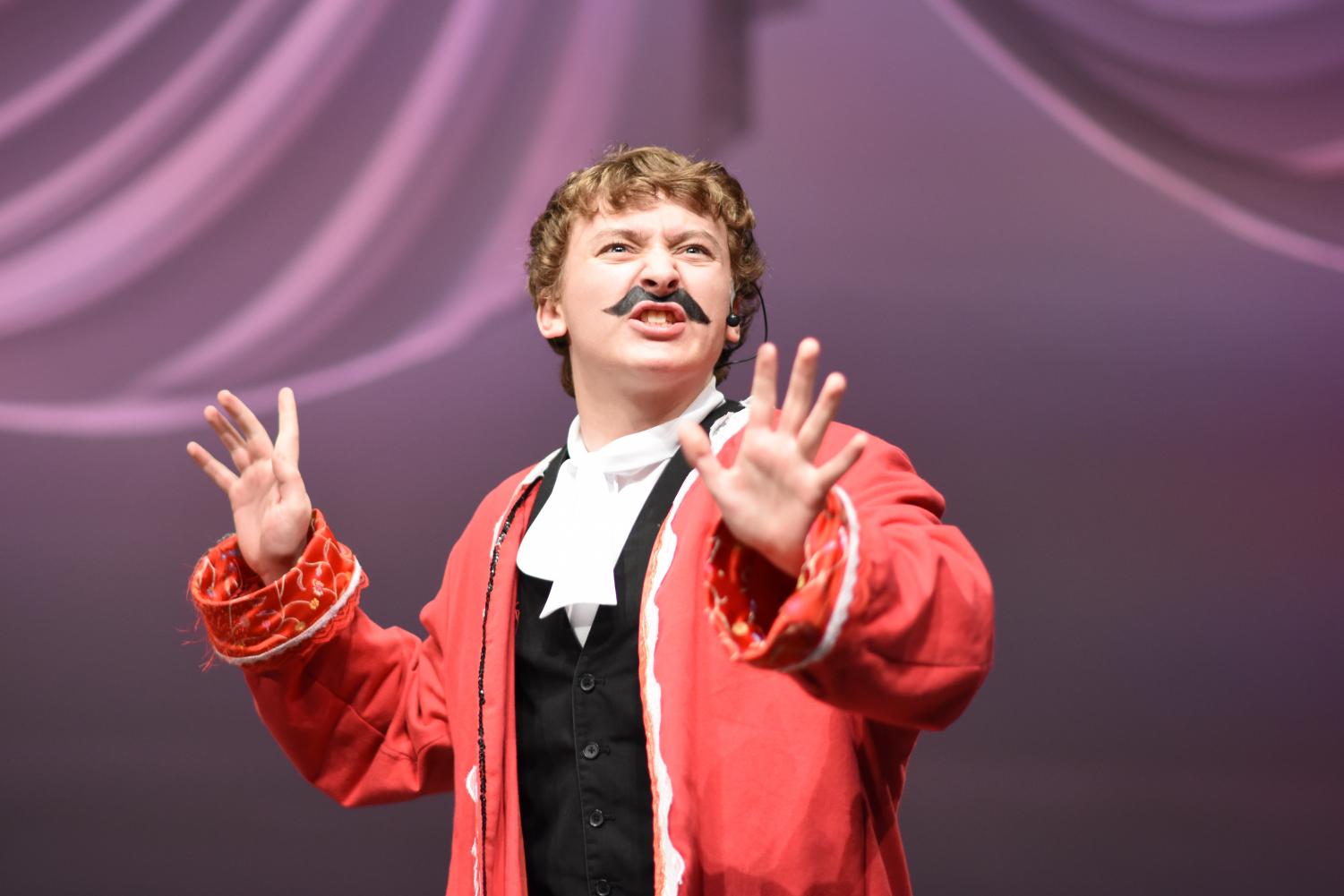 Junior Camden Brazile performs as the pirate Black Stache in Peter and the Starcatcher. Brazille is one of five students to compete in the state one-act performance of