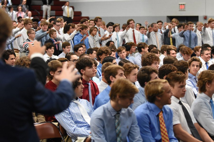 The school blesses juniors during the missioning mass before they leave for their projects.