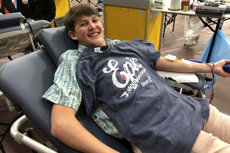 Ben Harig 20 gives blood during last years blood drive.
