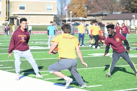 Students from the Gonzaga and Kavanaugh houses take part in a football game during house day on Nov. 15