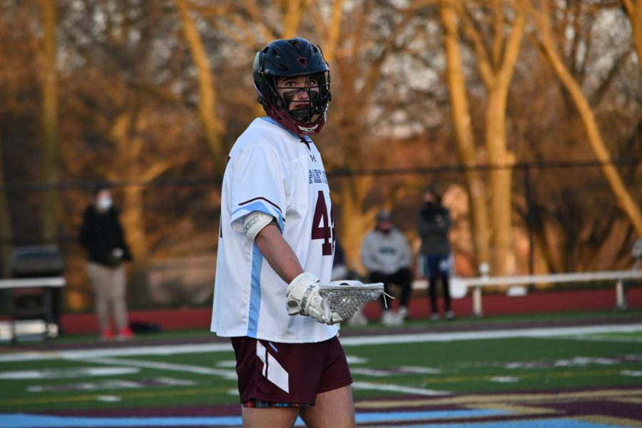 Senior Nolan Ruder looks toward the camera during a stop in action during a game vs Marquette High School.