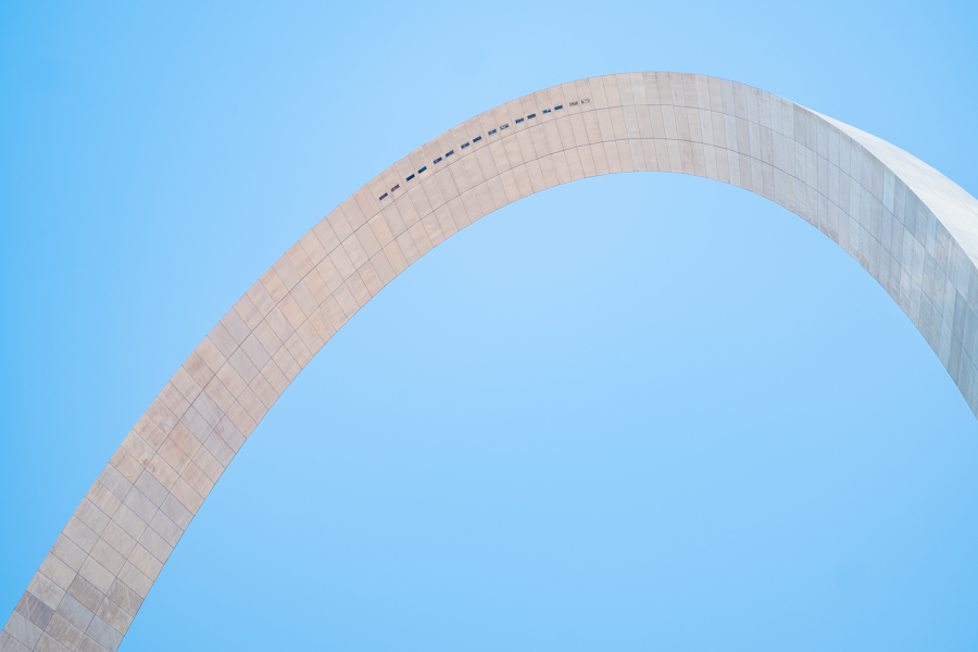 The Gateway Arch is a prominent figure in the St. Louis skyline.