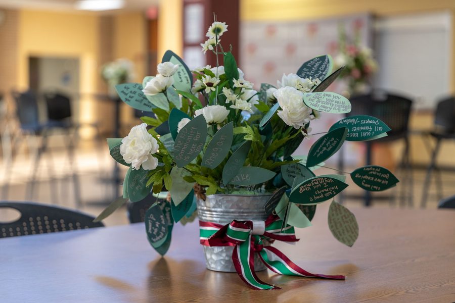 Flowers+of+condolensces+are+spread+throughout+the+school+today+as+faculty+and+staff+pause+to+mourn+the+loss+of+sophomore+Cole+Anello.