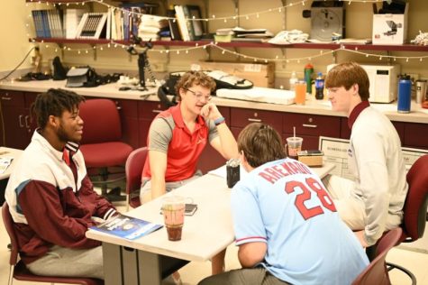 De Smet Press staff members Will Timmons 24 and Andrew Farrar 23 interview varsity lacrosse team members Alex Bentley 24 and Drew Whitaker 23 to discuss the season.