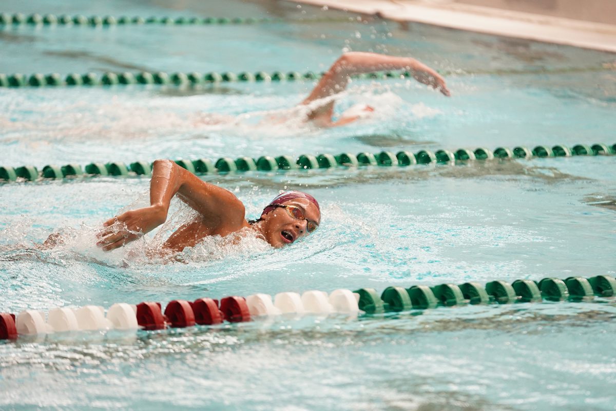 Michael Pina '26 swims freestyle on September 18th, 2024 vs MICDS.  