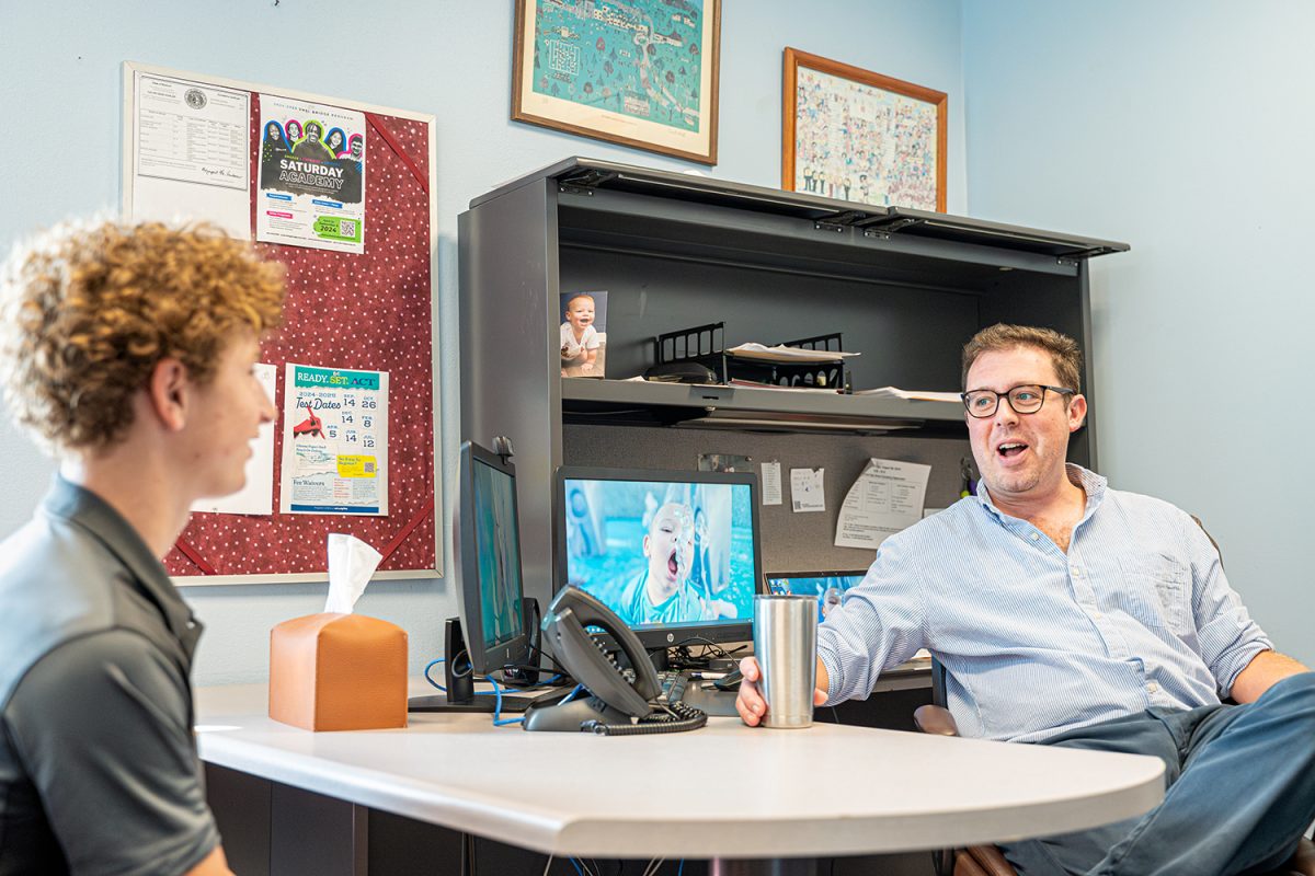 Junior Nolan Mark meets with new Counselor Calvin Kohler