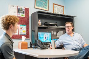 Junior Nolan Mark meets with new Counselor Calvin Kohler