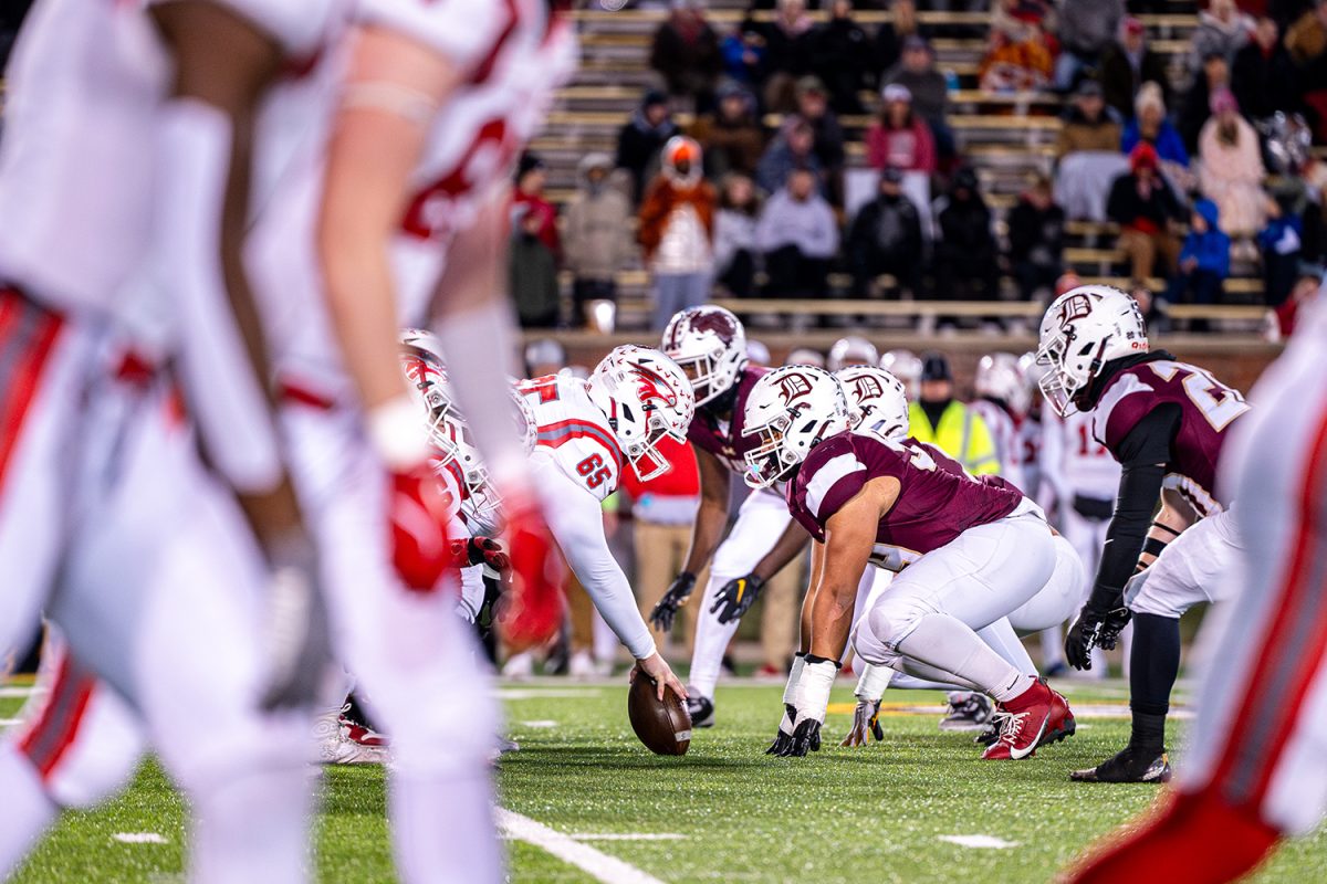 The Defensive Line lines up against and gets ready to breakthrough the Nixa offensive line  in the class 6 state championship on Friday December 6, 2024 at Mizzou.