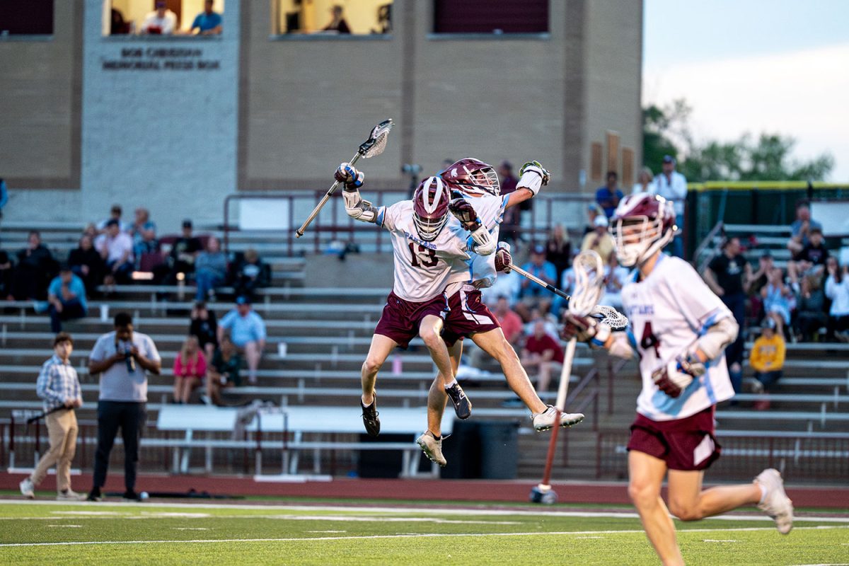 De Smet attackers celebrate scoring goal against Lafayette on April 23rd, 2025.