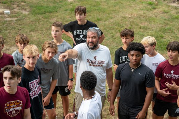 Coach Masters leads his homeroom to victory at freshman odyssey for the class of 2029.