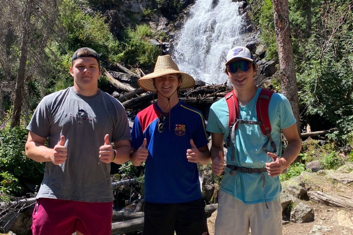 Huber and his friends backpacking through the Rocky Mountains this summer. picture via Michael Huber '26