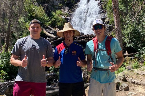 Huber and his friends backpacking through the Rocky Mountains this summer. picture via Michael Huber '26